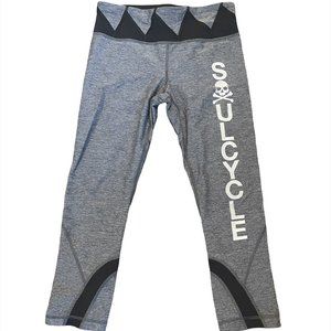 Lululemon Soulcycle Cropped Leggings 6 Gray Black Back Pocket Zipper B1307